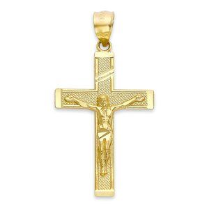 10k Solid Gold Crucifix Pendant: Unisex Religious Necklace
